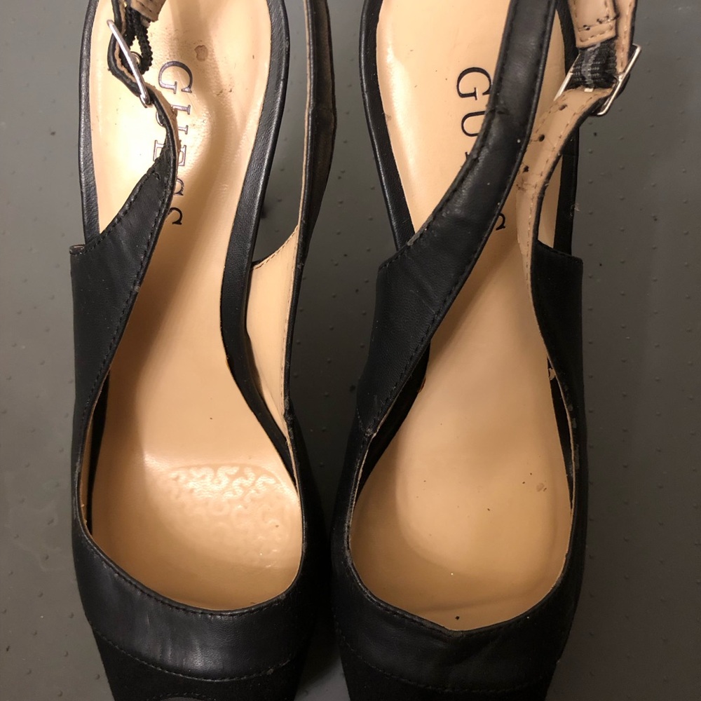 Guess Black Open Toe Pumps Heels